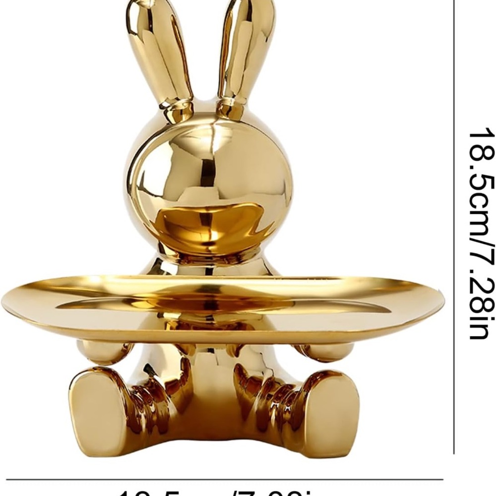 Title: 🐰 Rabbit Sculpture Key Tray – Gold - Picture 7 of 8